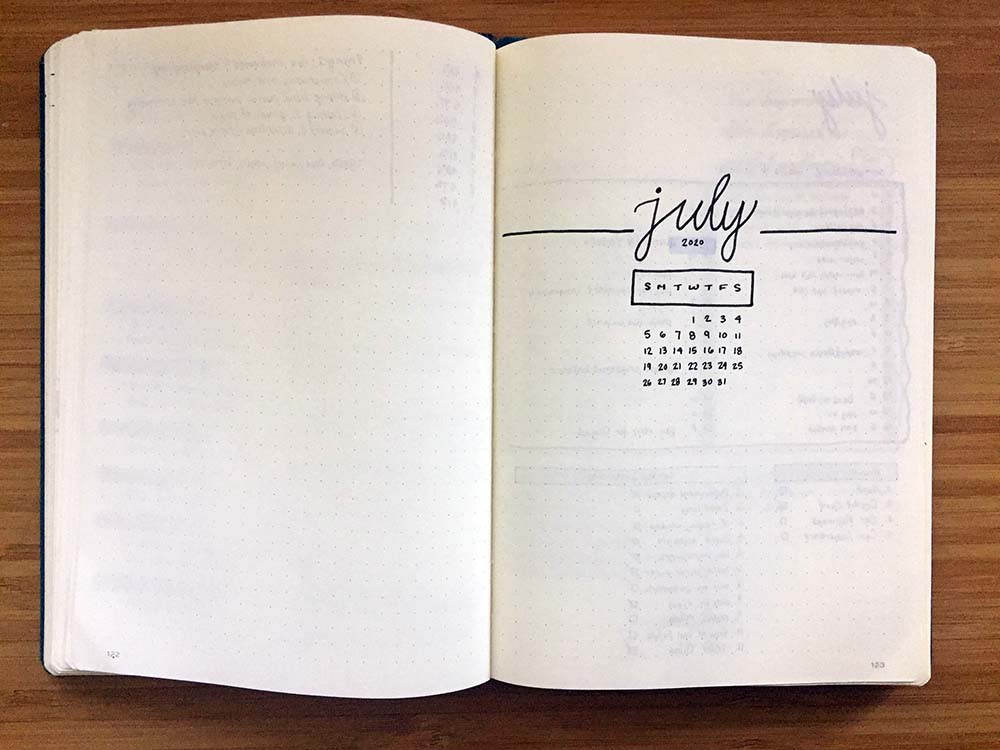 Current Bullet Journal Layout